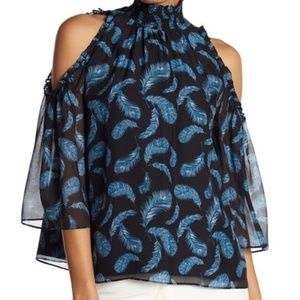 Rachel Zoe Feather Cold Shoulder Top